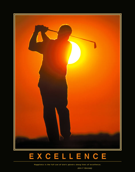 Golf "Excellence" Motivational Inspirational Poster Print (Kennedy Quote) - Eurographics Inc.
