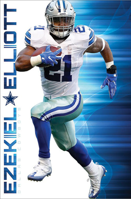 Ezekiel Elliott 'Trailblazer' Dallas Cowboys NFL Action Wall Poster - –  Sports Poster Warehouse