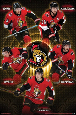 Ottawa Senators "Five Stars" (Ryan, Karlsson, Stone, Hoffman, Pageau) Poster - Trends 2018