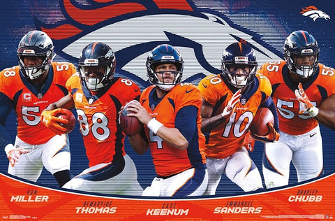 Denver Broncos "Fantastic Five" Poster (2018) - Von Miller, Thomas, Keenum, Sanders, Chubb