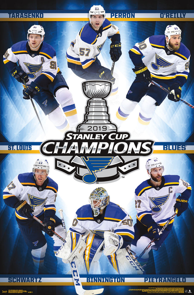 St. Louis Blues 2019 STANLEY CUP CHAMPIONS 6-Player Commemorative Post –  Sports Poster Warehouse