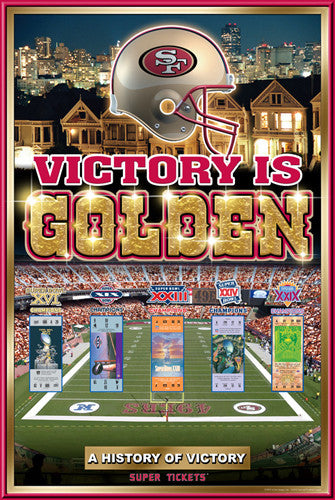 San Francisco 49ers "History Of Victory" 5-Time Super Bowl Champs Post ...