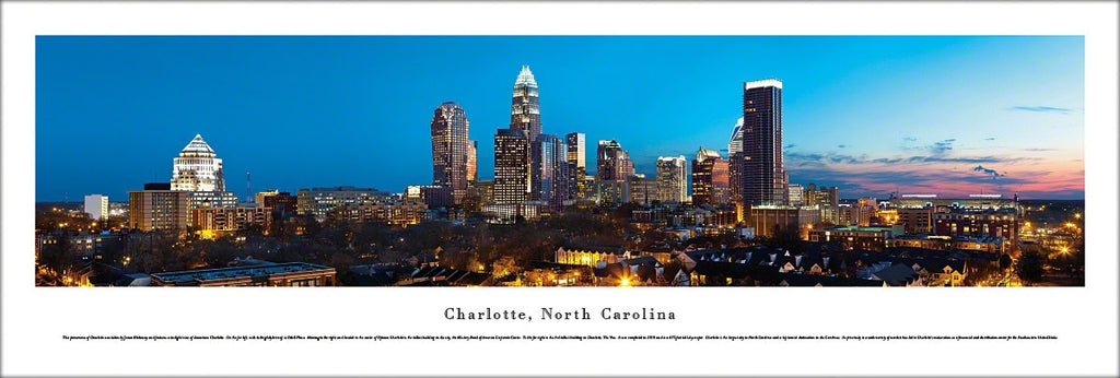 Charlotte, NC Skyline at Dusk Panoramic Poster - Blakeway 2012