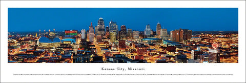Kansas City, Missouri Skyline at Dusk Panoramic Poster Print - Blakeway