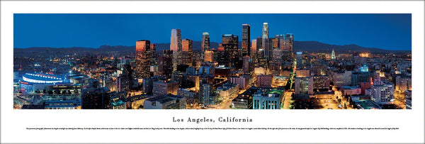 Los Angeles, California Downtown Skyline Panoramic Poster Print - Blakeway
