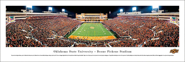 Oklahoma State Cowboys Football "Bedlam Game Night" Panoramic Poster - Blakeway 2011