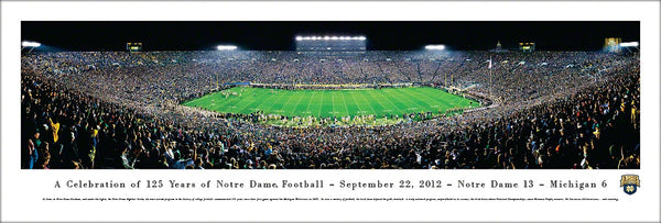 Notre Dame Football "125 Year Anniversary" Game Night Panoramic Poster Print - Blakeway 2012