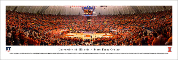 Illinois Fighting Illini Basketball State Farm Center Game Night Panoramic Poster - Blakeway Worldwide