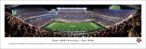 Texas A&M Football Kyle Field Game Night Panoramic Poster Print - Blakeway 2016