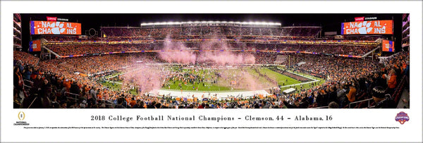 Clemson Tigers 2018 NCAA Football National Champions Panoramic Poster Print - Blakeway Worldwide