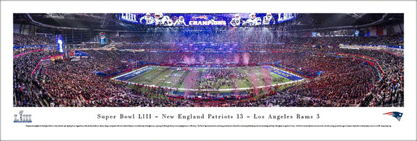 New England Patriots Super Bowl LIII (2019) Champions Panoramic Poster Print - Blakeway Worldwide
