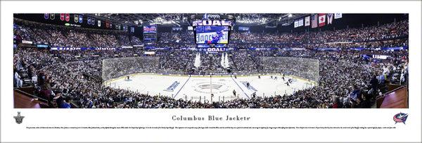 Columbus Blue Jackets Nationwide Arena 2019 Playoff Game Night Panoramic Poster Print - Blakeway Worldwide