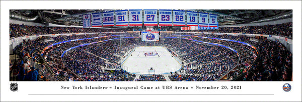New York Islanders UBS Arena Inaugural Game Night "Legends End" Panoramic Poster Print - Blakeway Worldwide 2021