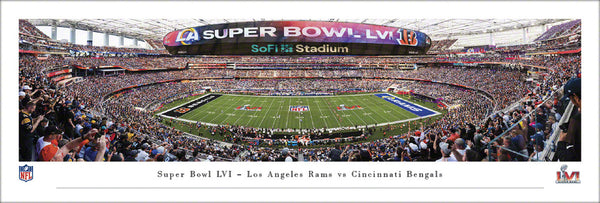 Super Bowl LVI (2022) Cincinnati Bengals vs. Los Angeles Rams SoFi Stadium Panoramic Poster Print