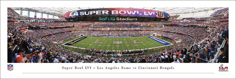 Super Bowl LVI (2022) Cincinnati Bengals vs. Los Angeles Rams SoFi Stadium Panoramic Poster Print