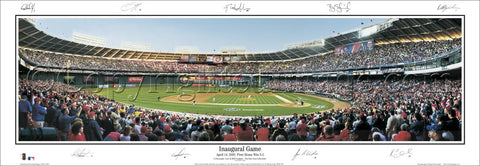 Washington Nationals Inaugural Game (April 14, 2005 at RFK Stadium) Panoramic Poster Print w/Sigs - Everlasting