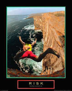 Cliff Diving "Risk" Motivational Inspirational Poster Print - Front Line