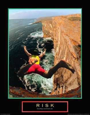 Cliff Diving "Risk" Motivational Inspirational Poster Print - Front Line