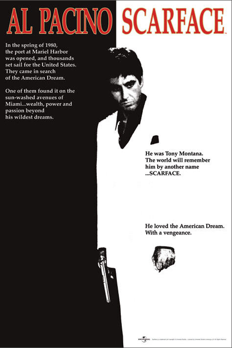 Scarface (1983) One-Sheet Movie Poster 24x36 Reproduction Pyramid In –  Sports Poster Warehouse