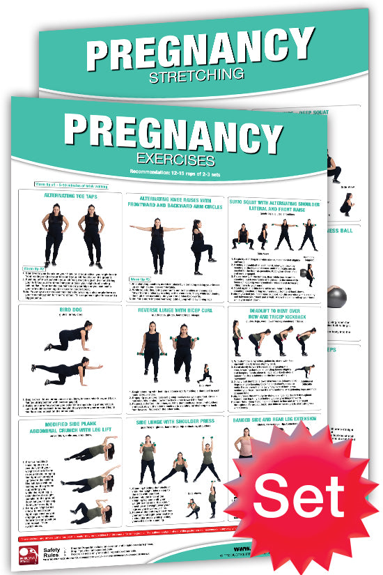 Pregnancy Exercises Workout 2-Poster Professional Wall Chart Combo - P Sports Poster Warehouse