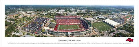 University of Arkansas Football Gameday Aerial Panoramic Poster Print - Blakeway