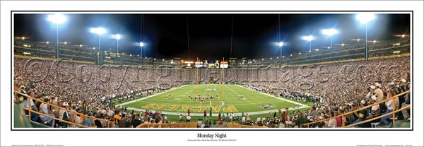 Lambeau Field "Monday Night" Green Bay Packers Panoramic Poster Print - Everlasting Images