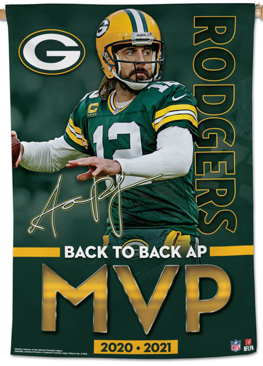 Aaron Rodgers Green Bay Packers Back to Back NFL MVP Official 28x40 Wa aaron-rodgers-green-bay-packers-back-to-back-nfl-mvp-official-28x40-wa