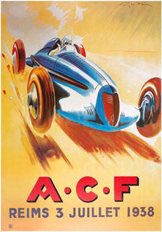 Grand Prix de l'A.C.F. Reims 1938 Vintage Poster Reproduction - Bruce McGaw