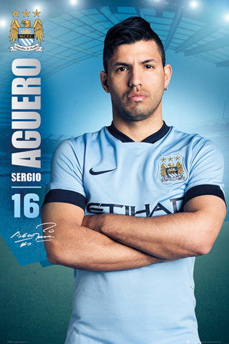 Sergio Aguero "Signature Series" Manchester City FC Official EPL Poster - GB Eye (UK)