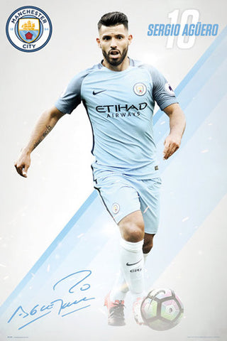 Sergio Aguero "Signature Series" Manchester City FC Official EPL Football Poster - GB Eye 2016/17