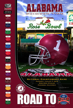 Alabama Crimson Tide Football "Road to the BCS" Official Poster - Action Images 2010