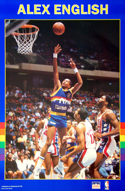 90s Denver Nuggets 2 Alex English NBA Rainbow Basketball 