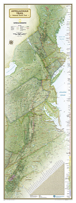 The Appalachian Trail National Geographic 18x48 Hiking Wall Map Poster - NG Maps