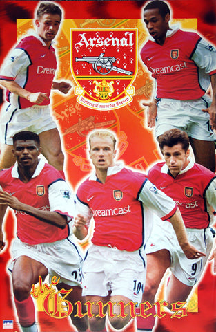 Arsenal FC "The Gunners" EPL Football Poster (Bergkamp, Overmars, Henry, Kanu, Suker) - Starline 1999