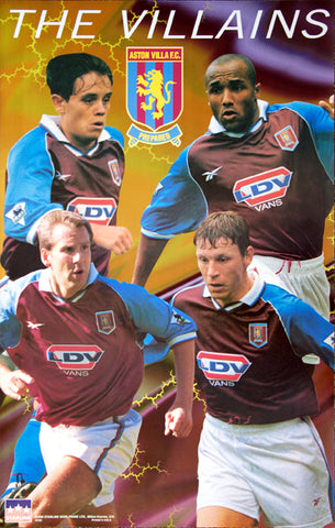 Aston Villa FC "The Villains" EPL Football Soccer Poster (Collymore, Merson, Southgate, Barry) - Starline Inc.
