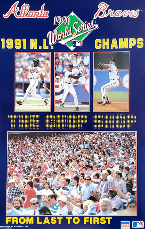 1991 Atlanta Braves NL Champs World Series All Over Print MLB T Shirt Size  Large – Rare VNTG
