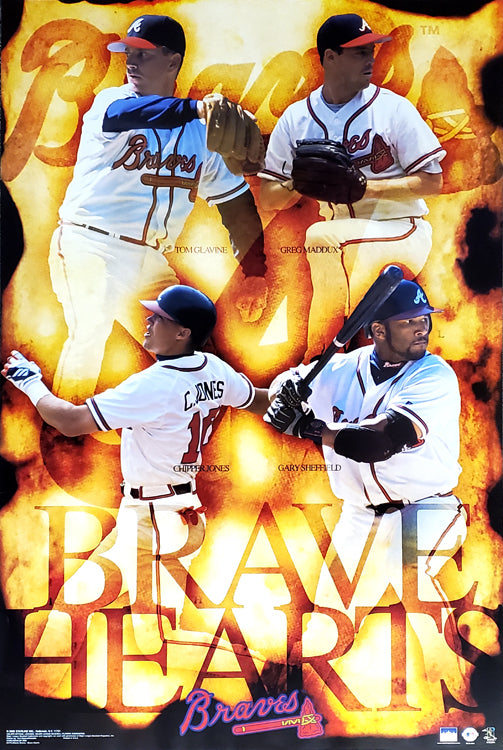 Atlanta Braves Brave Hearts Poster (Maddux, Glavine, Sheffield, Chipper  Jones) - Starline 2002