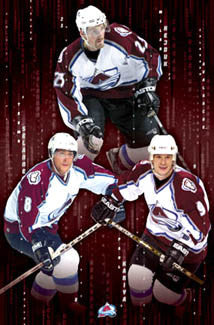 Colorado Avalanche "High Octane" Poster (Kariya, Hejduk, Selanne) - Costacos 2003