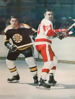 Don Awrey vs. Alex Delvecchio NHL Hockey Vintage Poster - Action Sport Photos 1971