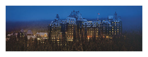 Banff Springs Hotel "Winter Sunset" Alberta, Canada Panoramic Poster Print - Canadian Art Prints