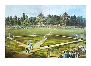 Baseball "Elysian Fields 1866" Classic Currier and Ives Poster Print
