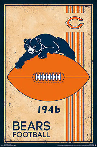 Chicago Bears NFL Heritage Series Official Football Team Retro Logo Poster - Costacos Sports