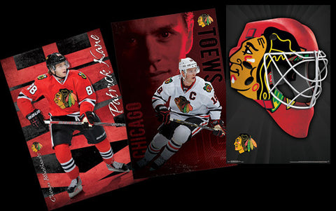 COMBO: Chicago Blackhawks 3-Poster Combo (Kane, Toews, Mask Logo Posters)