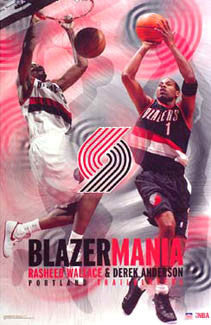 Portland Trailblazers "Blazermania" Poster (Rasheed Wallace, Derek Anderson) - Starline 2003