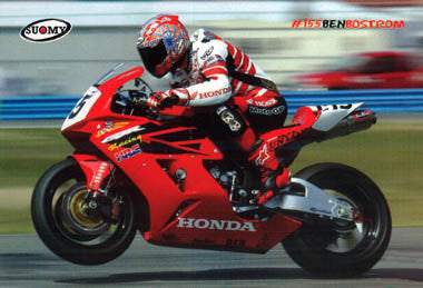 Ben Bostrom "AMA Superbike Action" Honda Motorcycle Racing Poster - Suomy