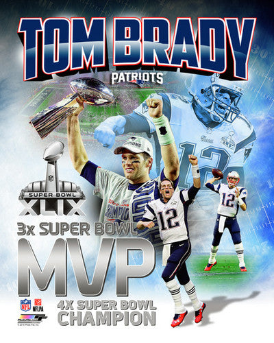 Tom Brady Three-Time Super Bowl MVP New England Patriots Premium Poster Print - Photofile