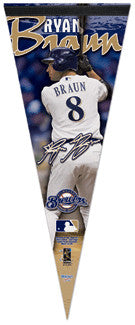 Ryan Braun "Signature" Milwaukee Brewers Premium Felt Pennant L.E. #1580/2,009