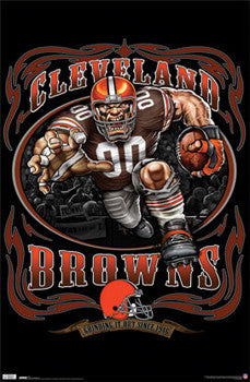 Cleveland Browns "Grinding it Out" NFL Theme Art Poster - Costacos Sports