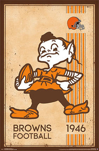 Cleveland Browns NFL Heritage Collection Retro "Brownie the Elf" Logo Poster - Costacos Sports