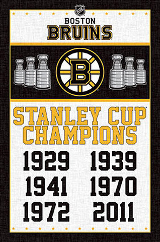 Boston Bruins 6-Time NHL Stanley Cup Champions Commemorative Poster - Trends International